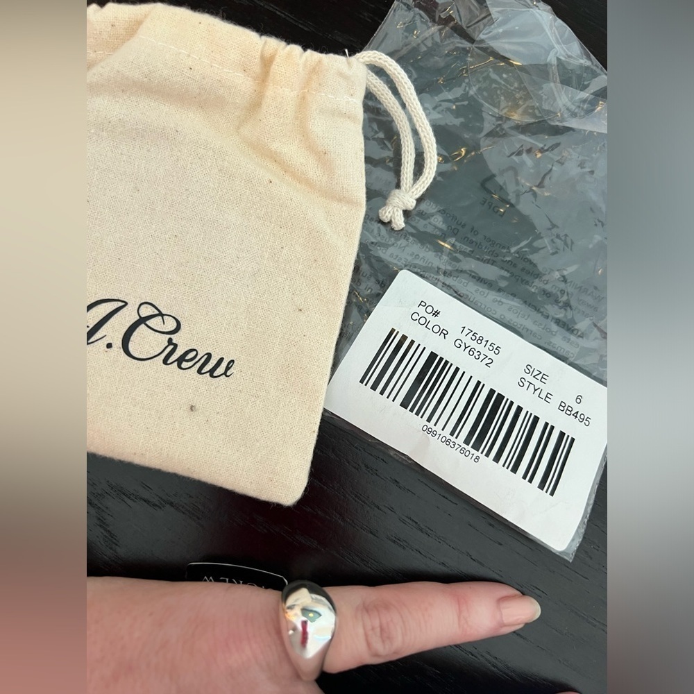 NEW J. Crew Sculptured Orb Silver Mirror Ring Size 6 - Picture 14 of 16